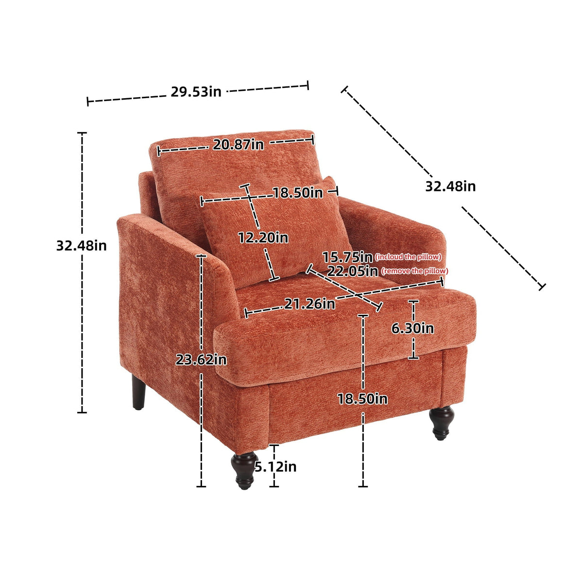 Modern Mid Century Wood Frame Armchair with Tufted Design - Multiple Colors