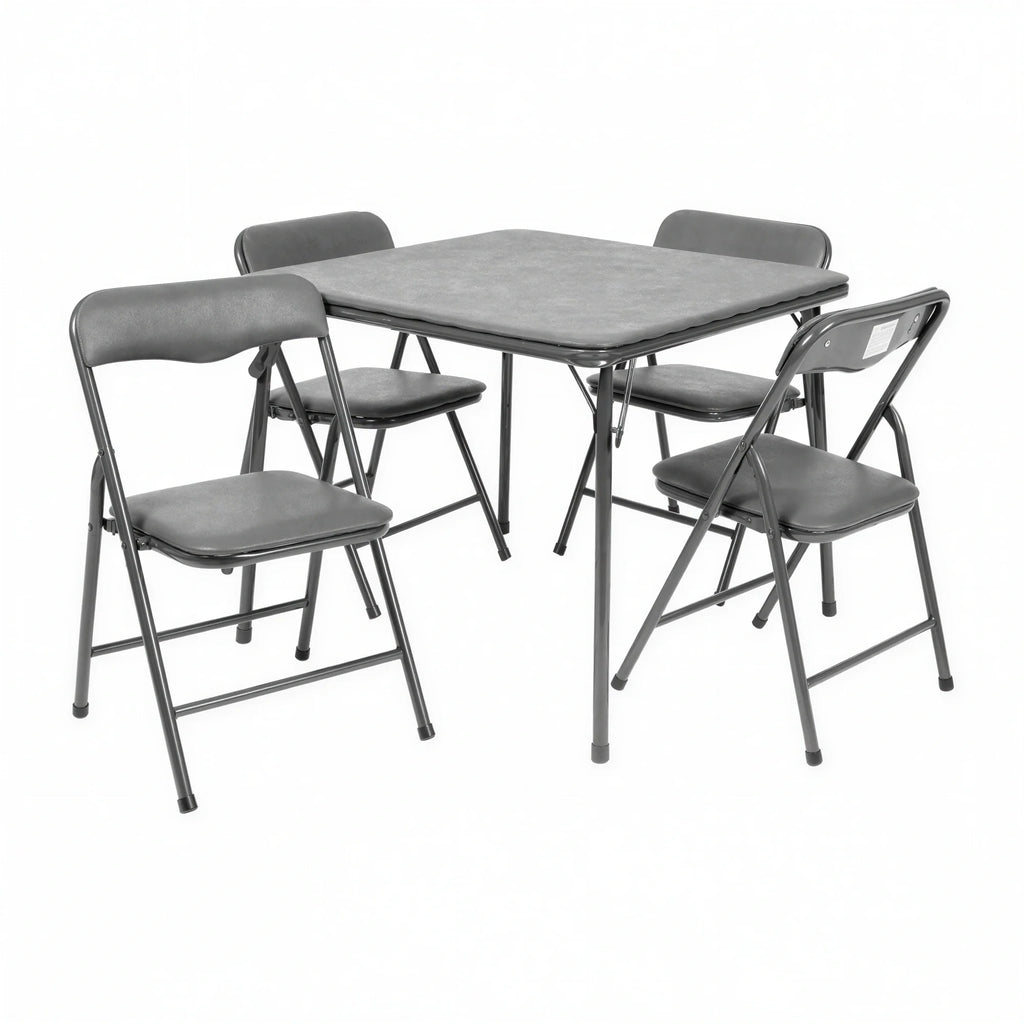 Flash Furniture JB-9-KID-GY-GG Kids' Folding Table and Chair Set, 24-Inch Square, Gray, 4 Chairs, Padded Vinyl