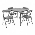 Flash Furniture JB-9-KID-GY-GG Kids' Folding Table and Chair Set, 24-Inch Square, Gray, 4 Chairs, Padded Vinyl