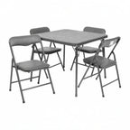 Flash Furniture JB-9-KID-GY-GG Kids' Folding Table and Chair Set, 24-Inch Square, Gray, 4 Chairs, Padded Vinyl