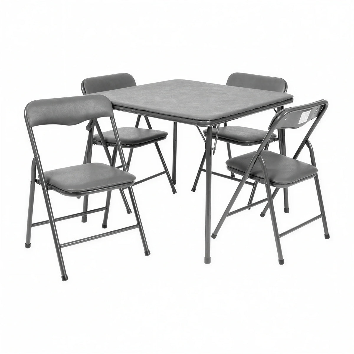 Flash Furniture JB-9-KID-GY-GG Kids' Folding Table and Chair Set, 24-Inch Square, Gray, 4 Chairs, Padded Vinyl
