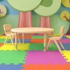 Flash Furniture Emmy YU-YCX-0053-2-ROUND-TBL-NAT-R-GG Preschool Activity Table Set, 45" Round Adjustable Table with 2 Stacking Chairs