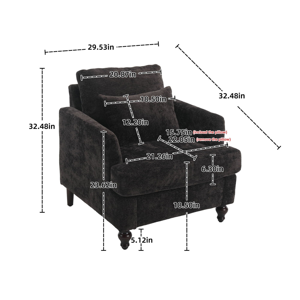 Modern Mid Century Wood Frame Armchair with Tufted Design - Multiple Colors