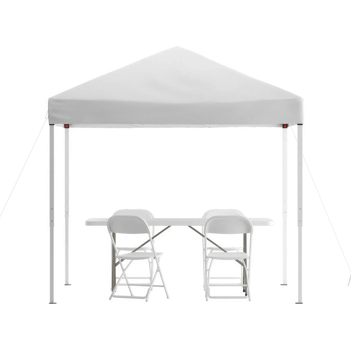 Flash Furniture JJ-GZ88183Z-4LEL3-WHWH-GG 8' x 8' Pop-Up Canopy Tent Set with 6' Bi-Fold Table and 4 Folding Chairs