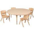 Flash Furniture Emmy YU-YCX-0053-2-ROUND-TBL-NAT-E-GG Preschool Round Activity Table Set, 45" Adjustable Height, with 4 Stacking Chairs