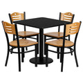 Flash Furniture MD-0010-GG 30" Square Table and 4-Chair Set, Black Laminate Table with Natural Plywood Chairs