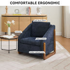 Modern Upholstered Armchair with Wooden Side Frame - Beige, Dark Gray, Blue