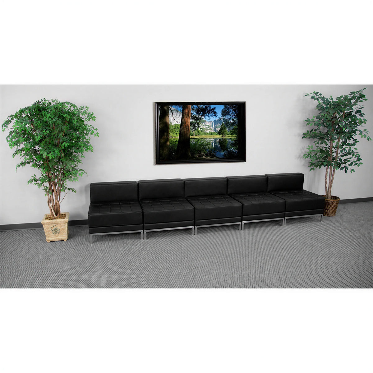 Flash Furniture Hercules - Imagination ZB-IMAG-MIDCH-5-GG Modular Lounge Set, 5 Middle Chairs, Black LeatherSoft Upholstery