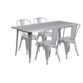Flash Furniture ET-CT005-4-30-SIL-GG Rectangular Table and Chair Set, 63"W x 31-1/2"D x 29-1/2"H, 4 Chairs, Silver