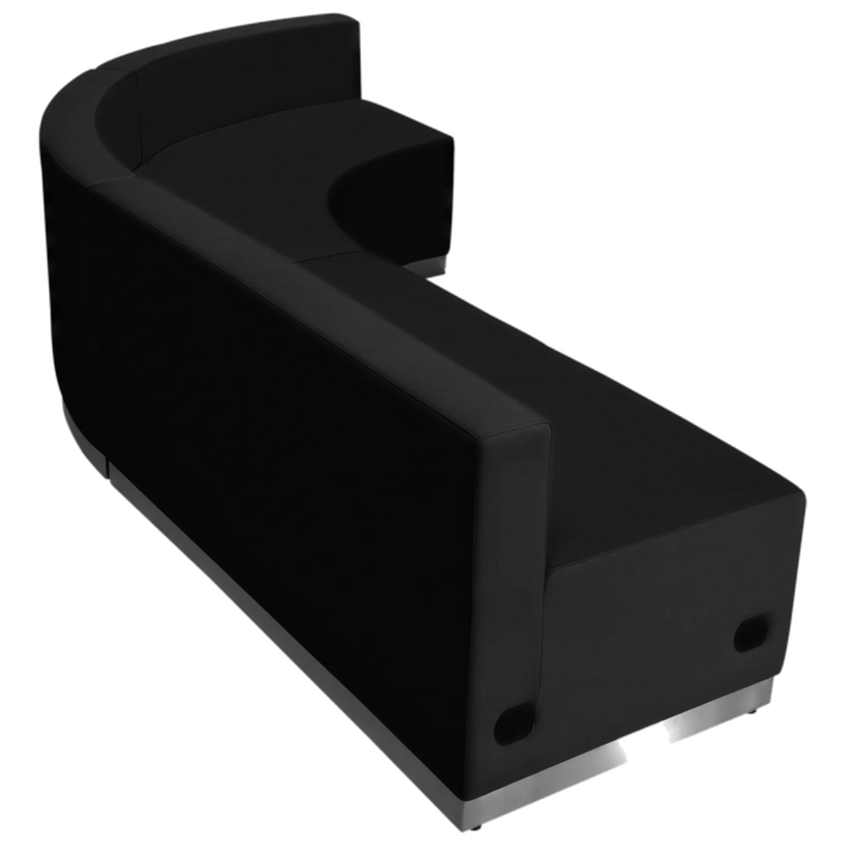 Flash Furniture Hercules - Alon ZB-803-750-SET-BK-GG Modular Reception Configuration with Two Concave Chairs and Loveseat, Black LeatherSoft