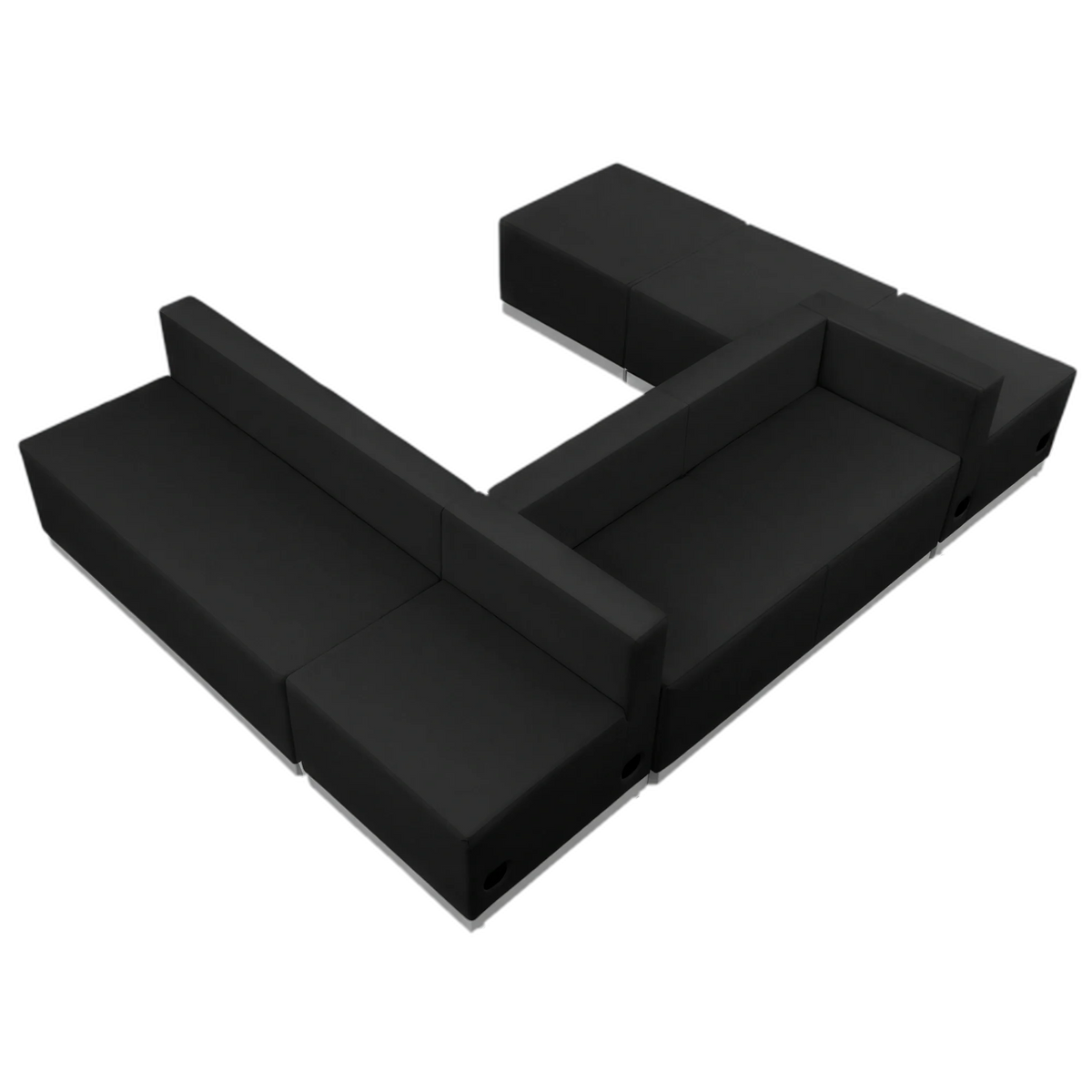 Flash Furniture Hercules - Alon ZB-803-510-SET-BK-GG Modular Black LeatherSoft Reception Seating Configuration, 2 Chairs, 2 Loveseats & 2 Ottomans