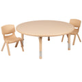 Flash Furniture Emmy YU-YCX-0053-2-ROUND-TBL-NAT-R-GG Preschool Activity Table Set, 45" Round Adjustable Table with 2 Stacking Chairs