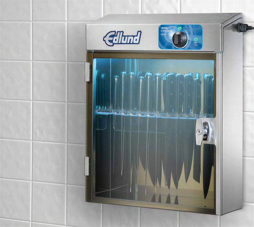 Edlund KSUV-18 UV Knife Sterilizer Cabinet, Stainless Steel, Countertop, 12-Knife Capacity, Mechanical Timer