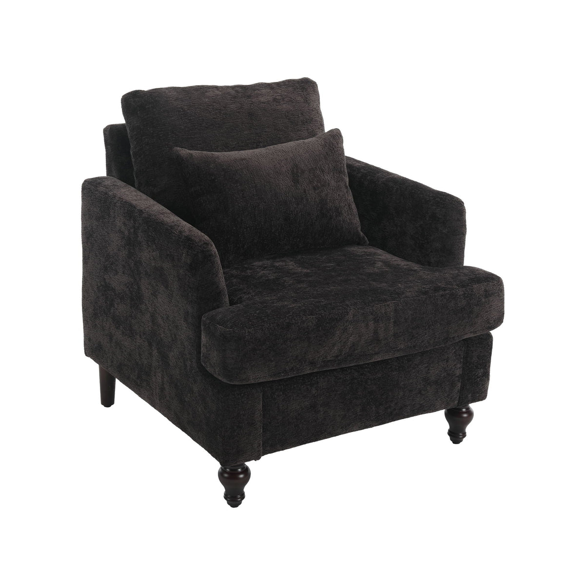 Modern Mid Century Wood Frame Armchair with Tufted Design - Multiple Colors