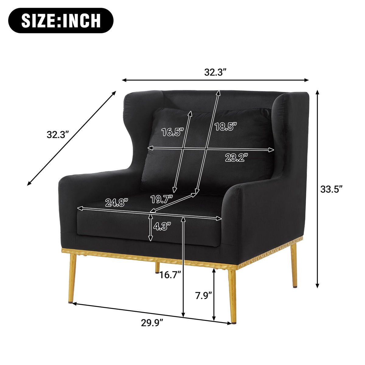 Elegant Curved Armrest Accent Armchair with Plush Foam Cushion - Green, Purple, Black, Beige