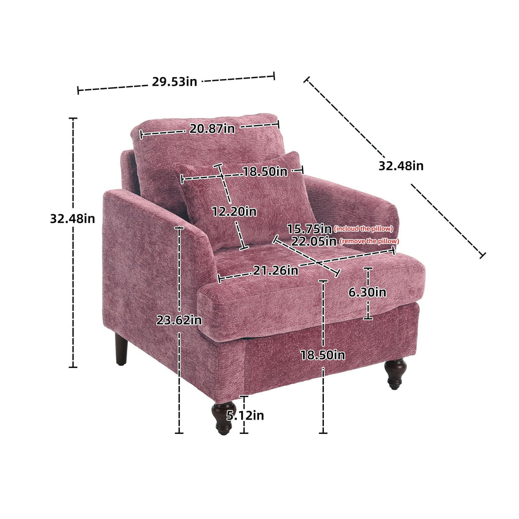 Modern Mid Century Wood Frame Armchair with Tufted Design - Multiple Colors