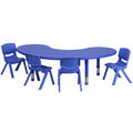 Flash Furniture YU-YCX-0043-2-MOON-TBL-BLUE-E-GG Preschool Half-Moon Activity Table Set with Adjustable Height and 4 Blue Stacking Chairs