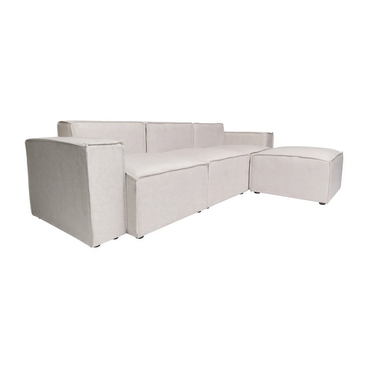 Flash Furniture IS-IT2231-4PCSEC-CRM-GG 4-Piece Modular Sectional Sofa with Left, Right & Middle Chairs and Ottoman, Cream