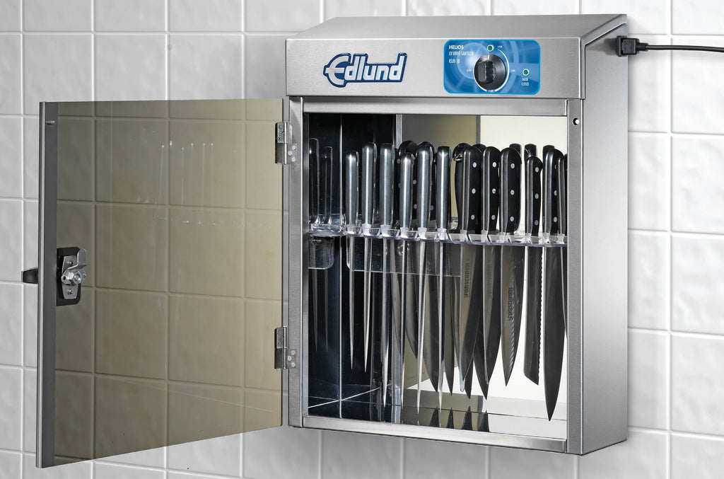 Edlund KSUV-18 UV Knife Sterilizer Cabinet, Stainless Steel, Countertop, 12-Knife Capacity, Mechanical Timer