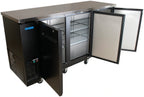 BK Resources BB-3G-72 72-Inch Three-Door Glass Back Bar Refrigerator with LED Lighting, Electronic Controls and Black Vinyl Exterior