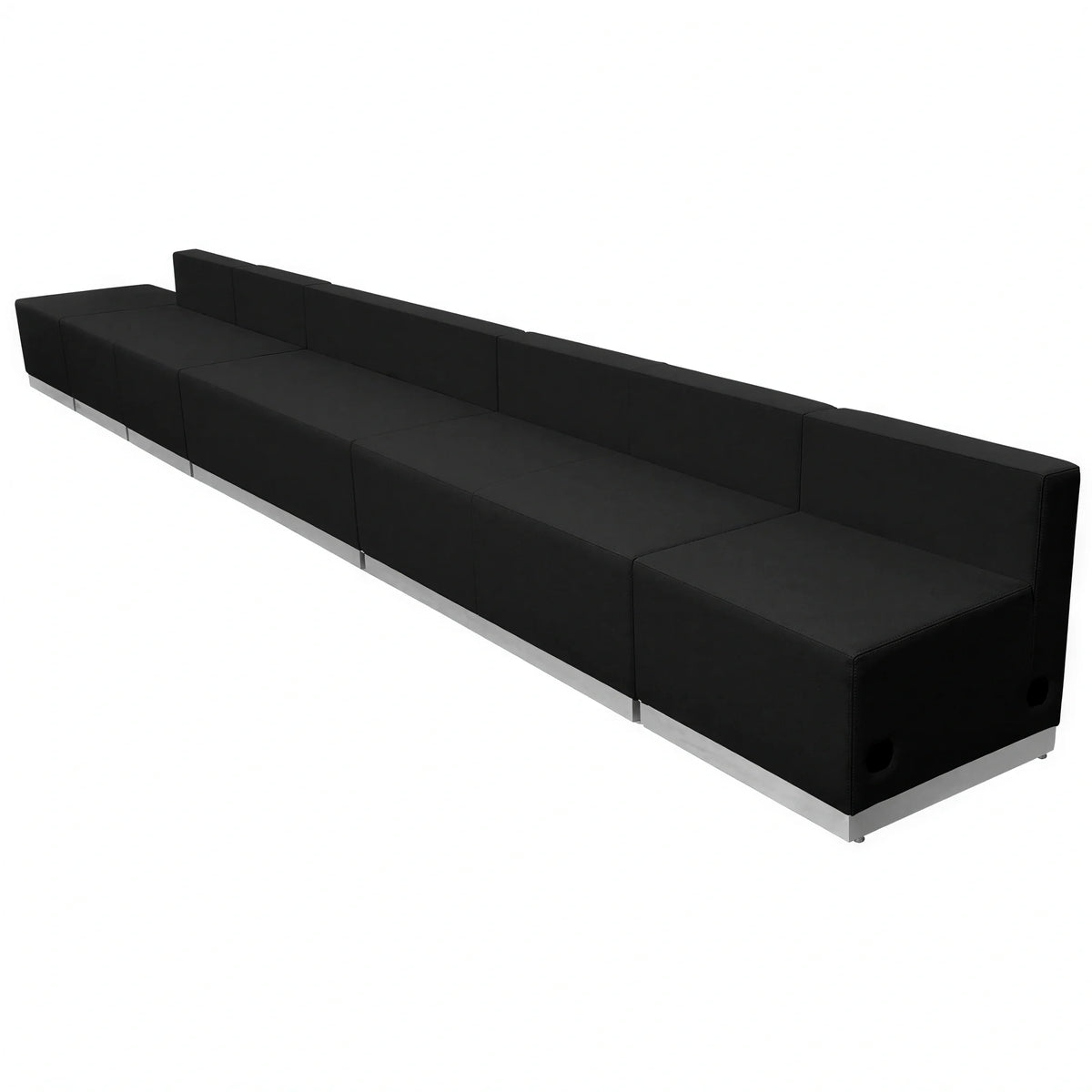 Flash Furniture Hercules - Alon ZB-803-490-SET-BK-GG Modular Reception Seating Set, Black LeatherSoft, 3 Chairs, 2 Loveseats & Ottoman