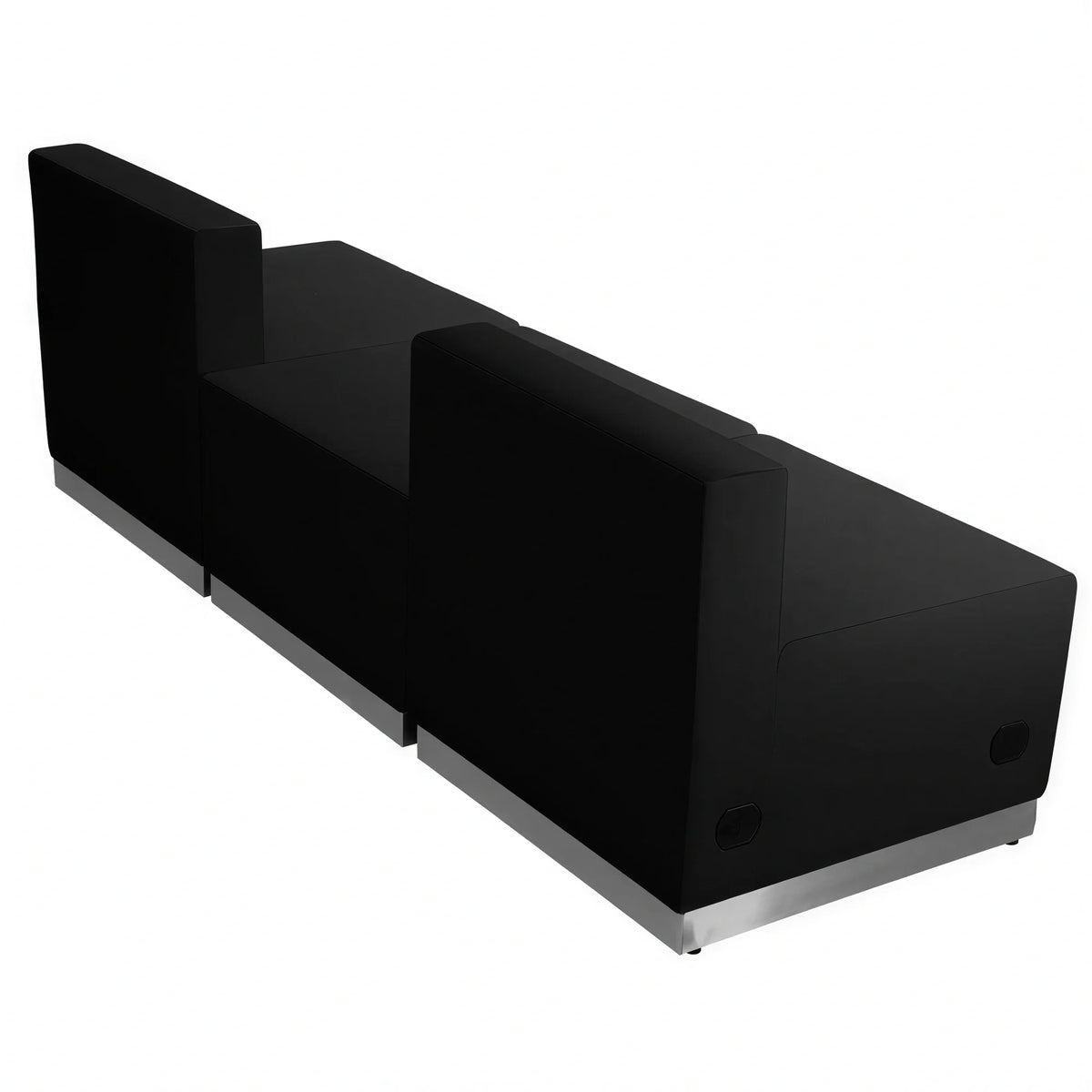Flash Furniture Hercules - Alon ZB-803-670-SET-BK-GG Modular Reception Seating Set, 2 Chairs and Ottoman, Black LeatherSoft, Stainless Steel Base