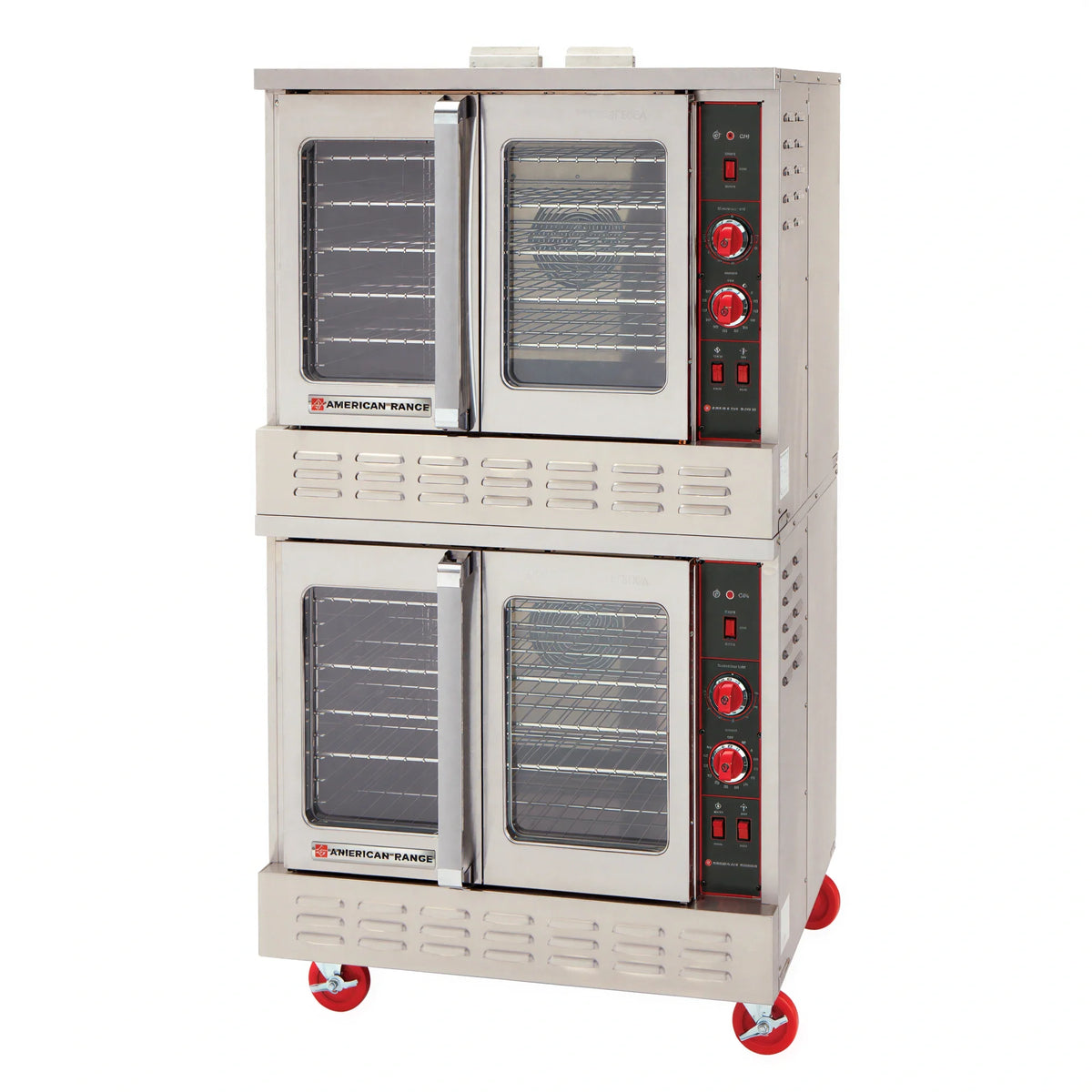 American Range M DBL Double-Deck Bakery-Depth Gas Convection Oven with Thermostatic Controls and 50/50 Glass Doors