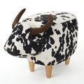 Cow Shaped Ottoman Footstool with Fabric and Wood - Black or Dark Brown
