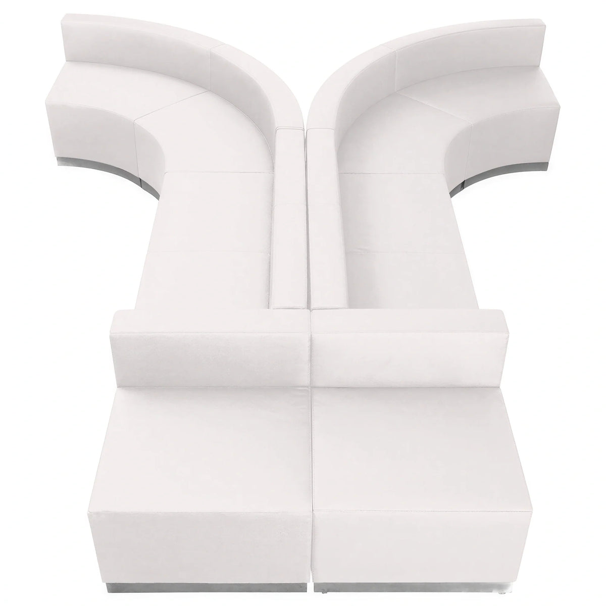 Flash Furniture Hercules - Alon ZB-803-620-SET-WH-GG Modular White LeatherSoft Reception Seating, 2 Chairs, 4 Concave Chairs & 2 Loveseats