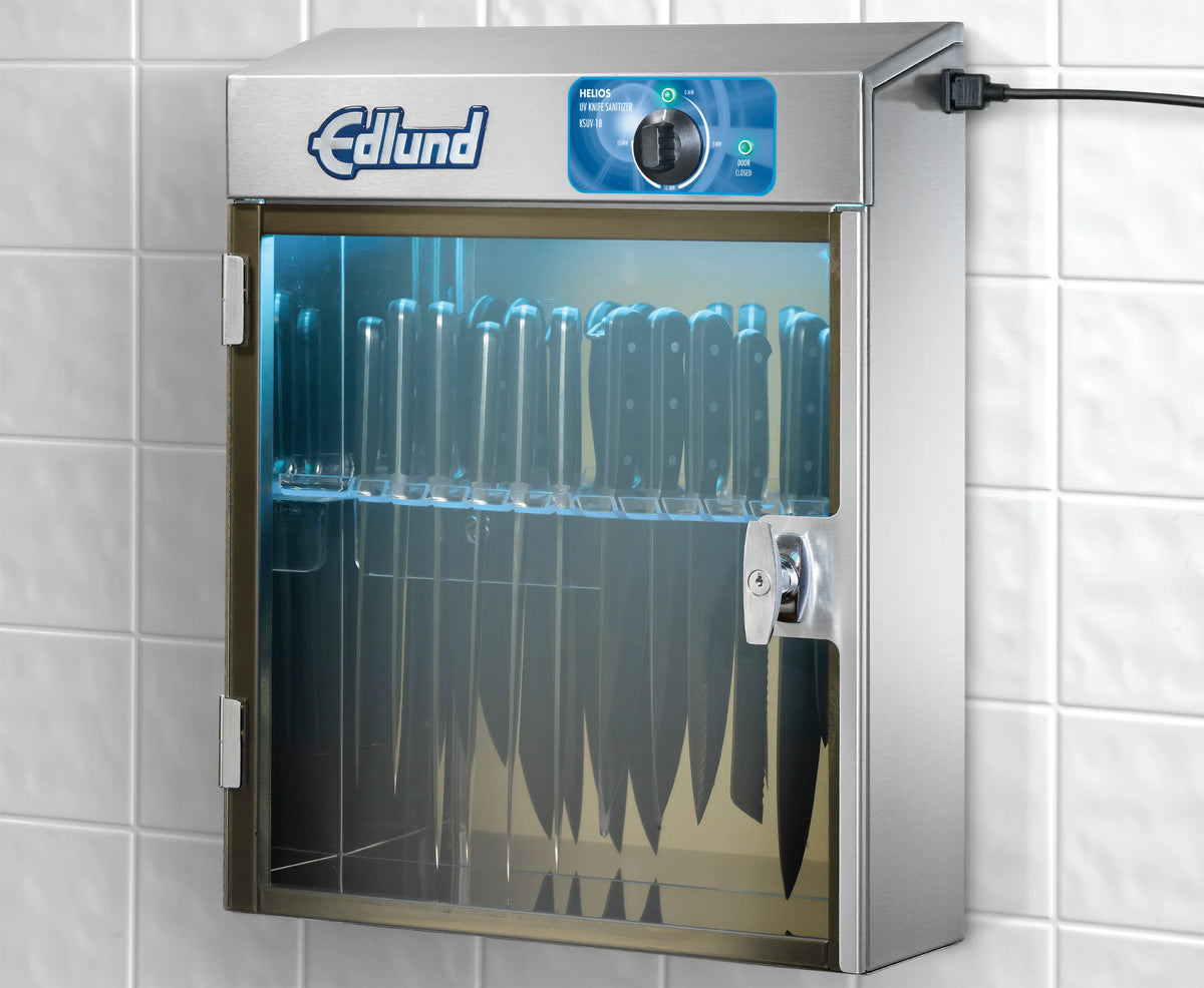 Edlund KSUV-18 UV Knife Sterilizer Cabinet, Stainless Steel, Countertop, 12-Knife Capacity, Mechanical Timer