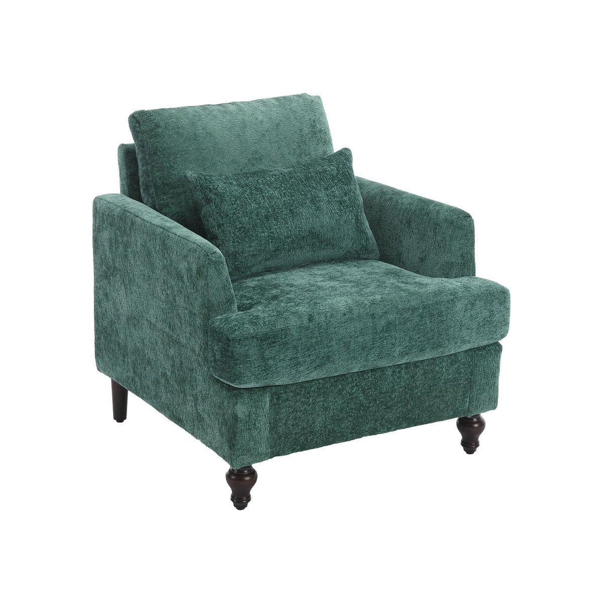 Modern Mid Century Wood Frame Armchair with Tufted Design - Multiple Colors