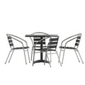 Flash Furniture TLH-ALUM-32SQ-017BK4-GG Square Metal Table with Two Black Aluminum Slat-Back Chairs Set