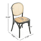 Vintage Style Dining Chairs Set of 2 with Birch Wood Frame and Rattan – Light Brown or Beige