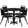 Flash Furniture HDBF1001-GG 36-Inch Round Black Laminate Table and 4 Vinyl Banquet Chairs Set