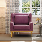Elegant Curved Armrest Accent Armchair with Plush Foam Cushion - Green, Purple, Black, Beige