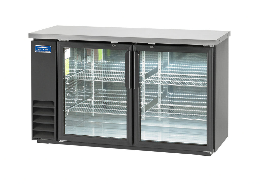 Arctic Air ABB60G Two-Section Glass Door Back Bar Refrigerator, 61-Inch, 16.7 Cu. Ft., Black, Side-Mounted Self-Contained