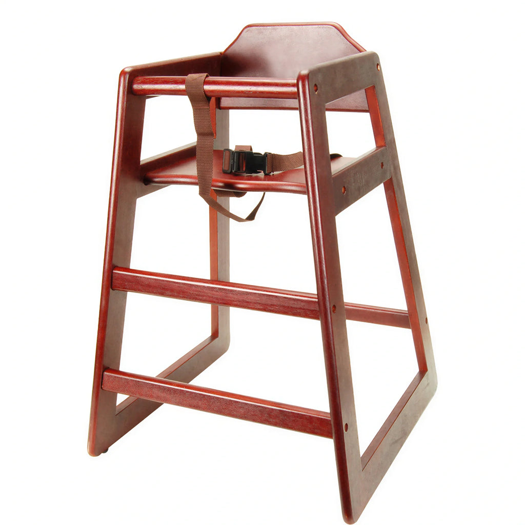 AllPoints Foodservice Parts & Supplies 86299 Restaurant High Chair, 27-1/2 in H, Hardwood, Mahogany Finish, Safety Strap