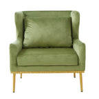 Elegant Curved Armrest Accent Armchair with Plush Foam Cushion - Green, Purple, Black, Beige
