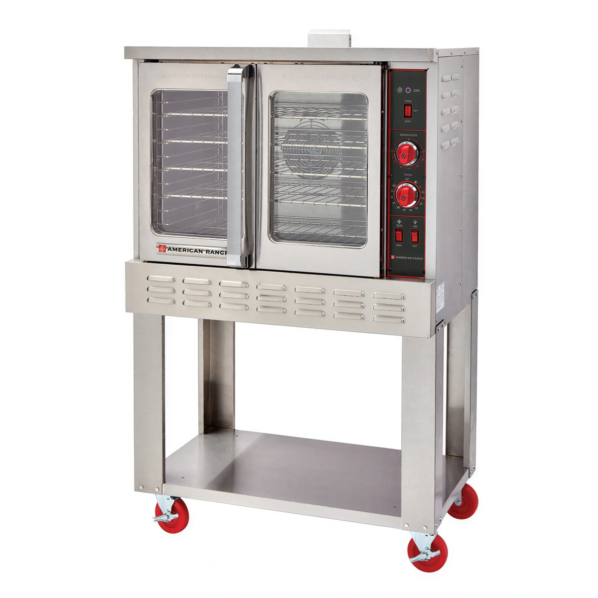 American Range M Single-Deck Bakery-Depth Gas Convection Oven, 5-Pan Capacity, Thermostatic Controls, Glass Doors