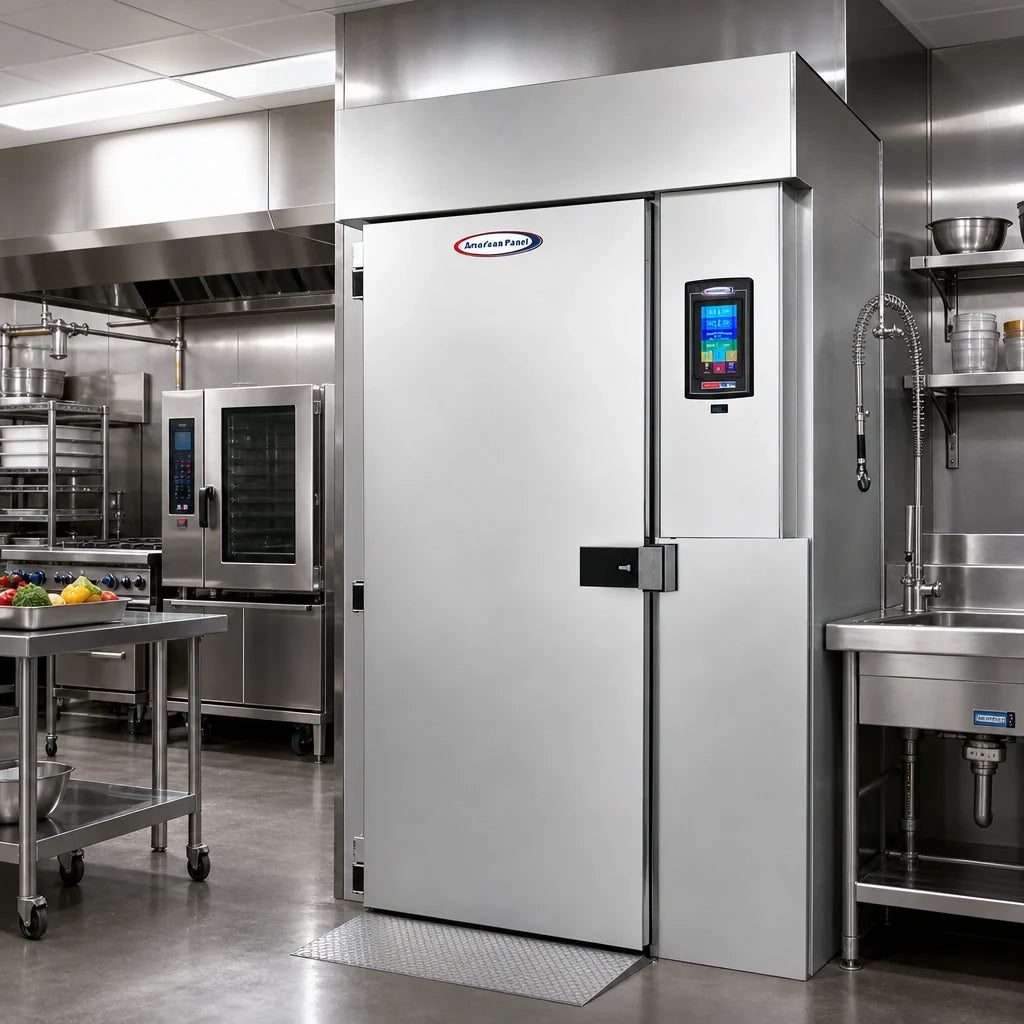 American Panel HURRiCHiLL AP20BCF200-2 Roll-In Remote Blast Chiller/Shock Freezer, 200 lb Chill/120 lb Freeze, 1 Mobile Rack