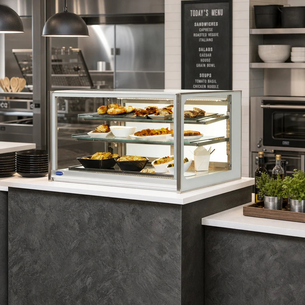 Federal Industries Italian Glass Series ITH3634 36-Inch Heated Drop-In Counter Display Case with Tempered Glass, LED Lighting and Stainless Steel