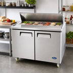 Atosa MSF3615GR 36-Inch Two-Section Mega Top Sandwich/Salad Prep Table Refrigerator, 15-Pan, Stainless Steel, Self-Contained