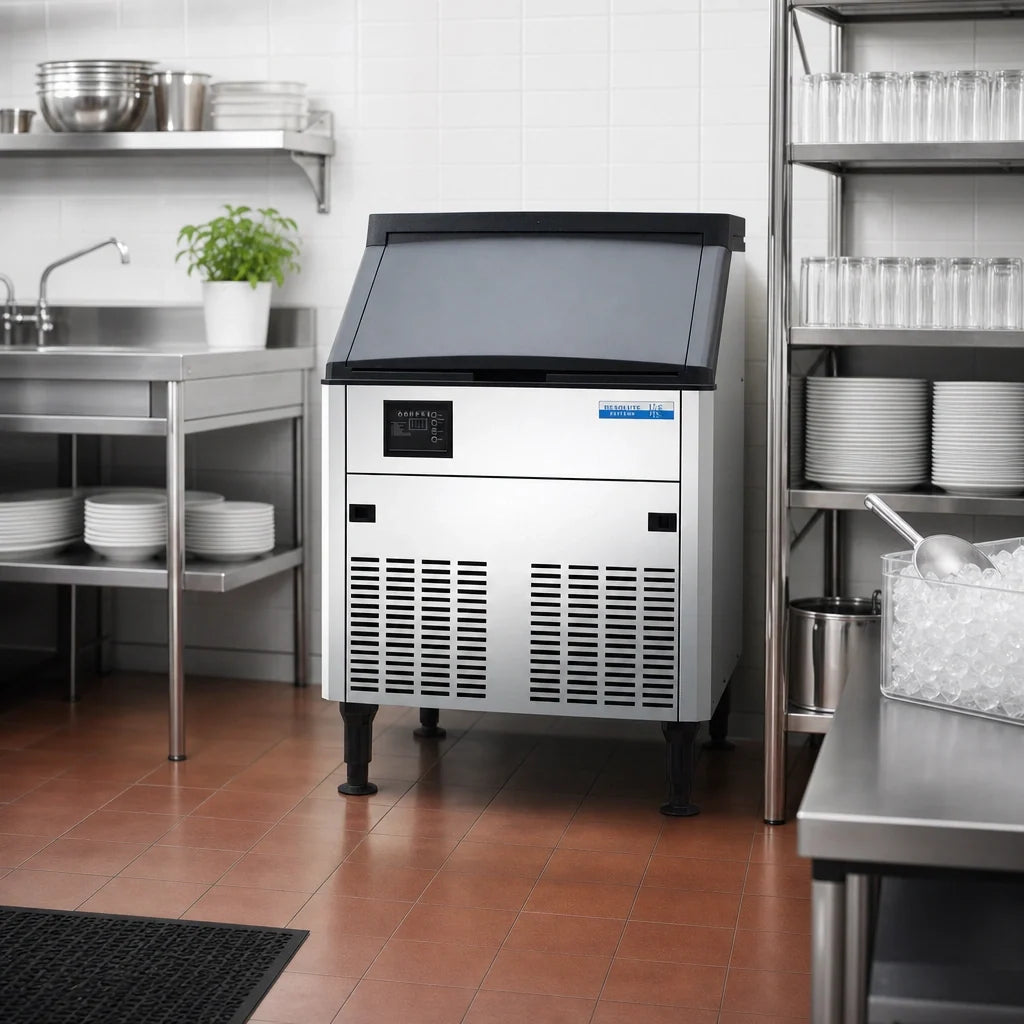 Eurodib Resolute Ice Systems ICB16080 Full-Size Dice Cube Ice Machine with 80 lb Bin, 160 lb/24 Hr Production, Air-Cooled
