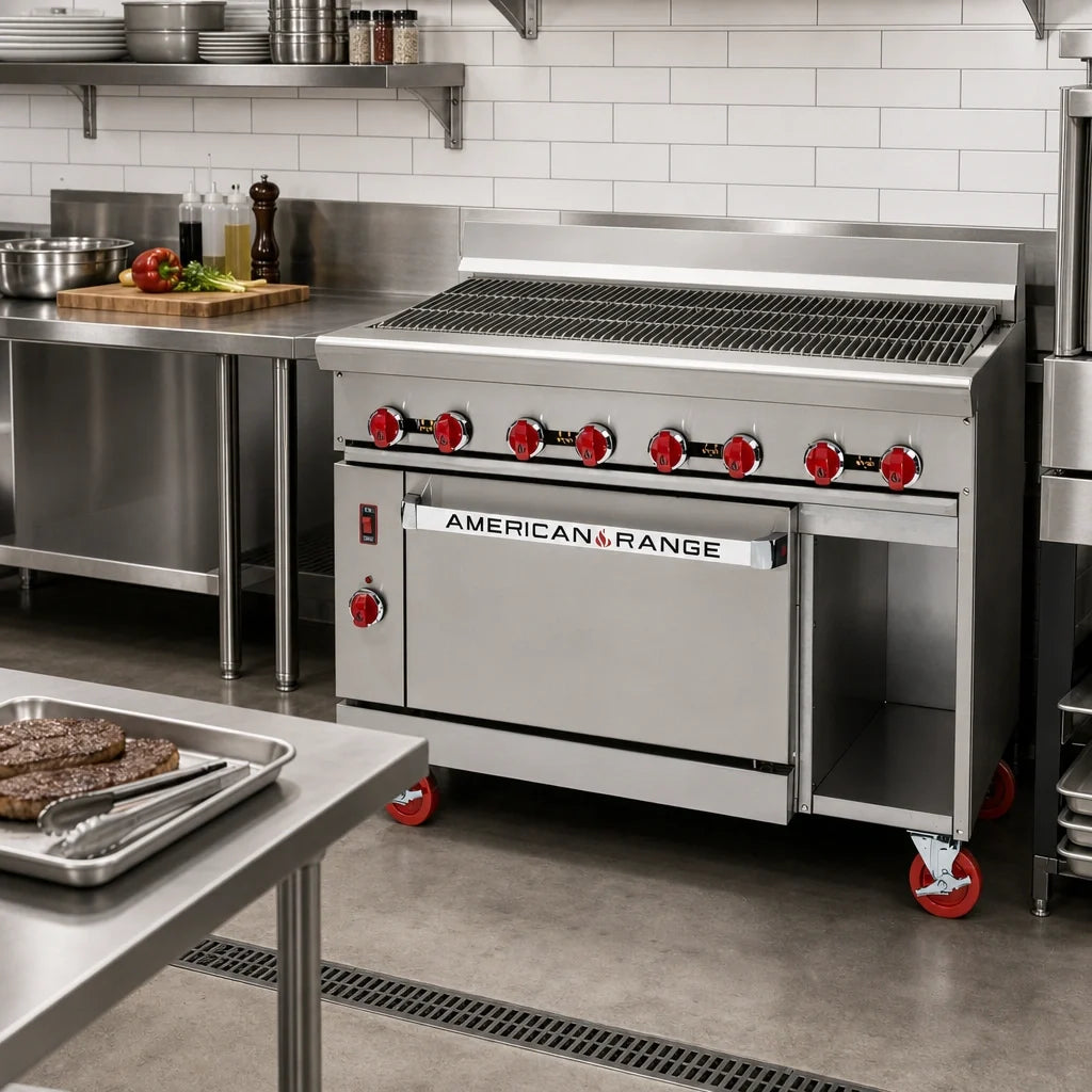 American Range AR-2RB 24-Inch Commercial Gas Radiant Broiler Range with 20-Inch Space Saver Oven, Stainless Steel