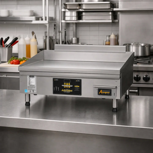 AccuTemp AccuSteam Griddle GGF1201B2450-T1 Countertop Natural Gas Commercial Griddle, Digital Controls, 24 x 24-Inch Stainless Steel Surface