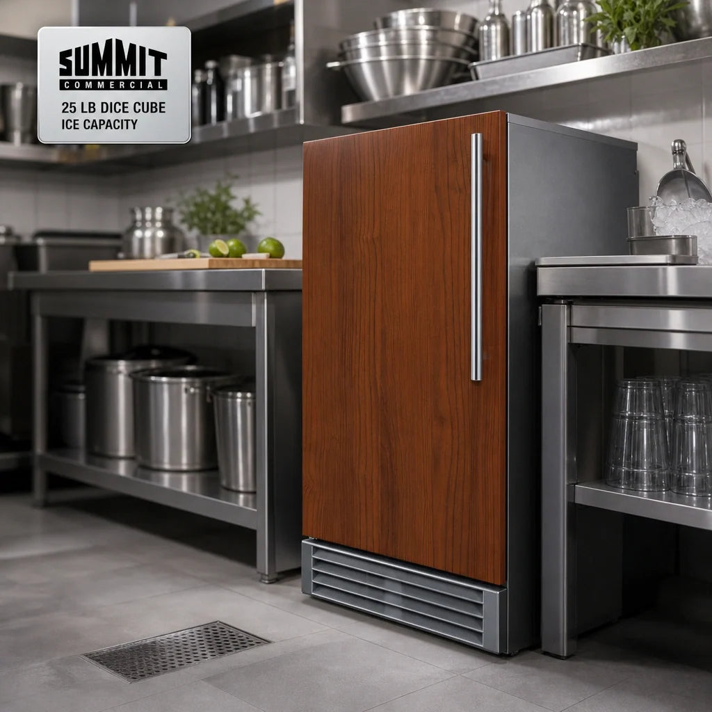 Summit Commercial Summit Appliance BIM44GCSSIF Commercial Built-In/Freestanding Full-Size Dice Ice Machine, 25 lb Bin, Stainless Steel