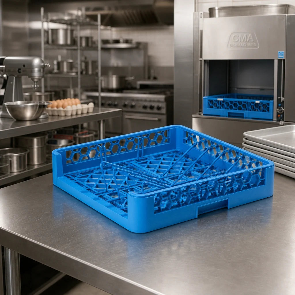 CFS Brands OptiClean RSP14 Full-Size Dishwasher Bakery Tray/Sheet Pan Rack, Open End, Blue Case of 3