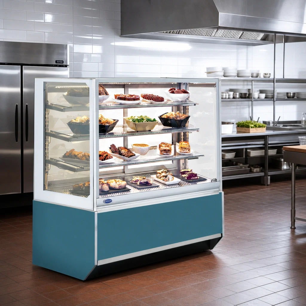 Federal Industries Italian Glass Series ITH6034-B18 60-Inch Full-Service Heated Food Display Case, 2 Adjustable Shelves, LED Lighting