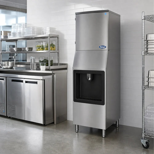 Atosa HD350-AP-161 Hotel Ice Machine and Dispenser, 160 lb Bin, 350 lb Full Cube Production, Air-Cooled, Stainless Steel