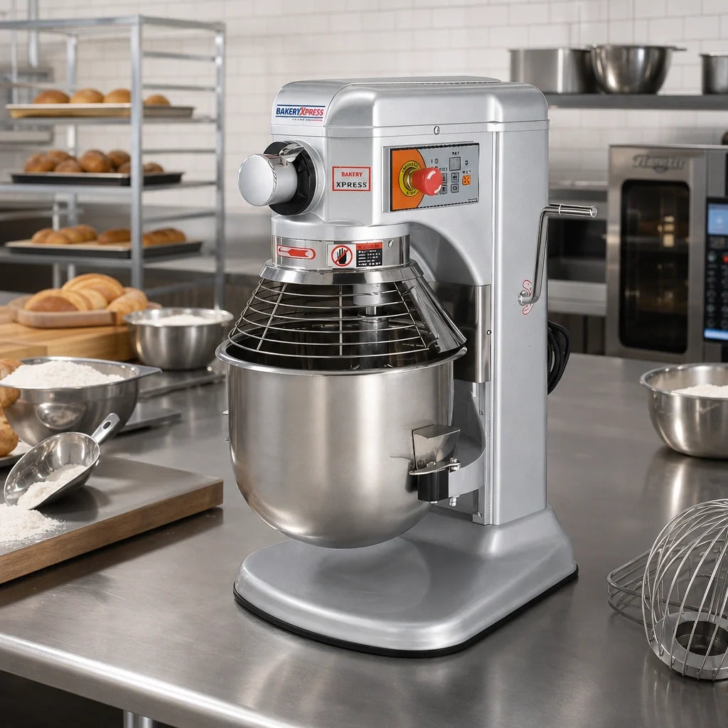 DoughXpress BakeryXpress DXP-PM20A 20-Quart Countertop Planetary Mixer, 5-Speed Digital, 30-Minute Timer, #12 Hub
